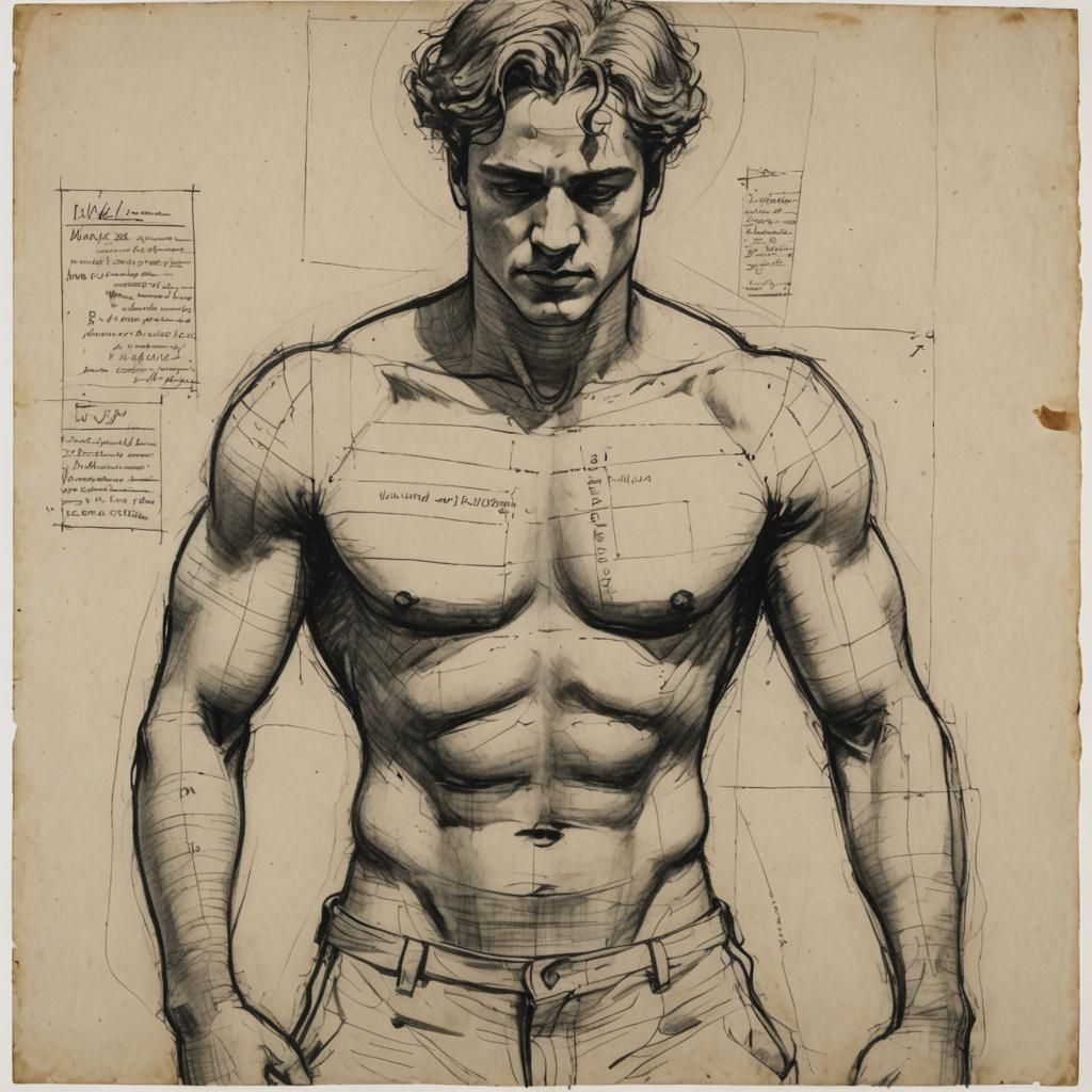 torso of a (18-year-old handsome, beautiful young man:3) (drawing by William Kentridge:3) charcoal rough sketch, distort...