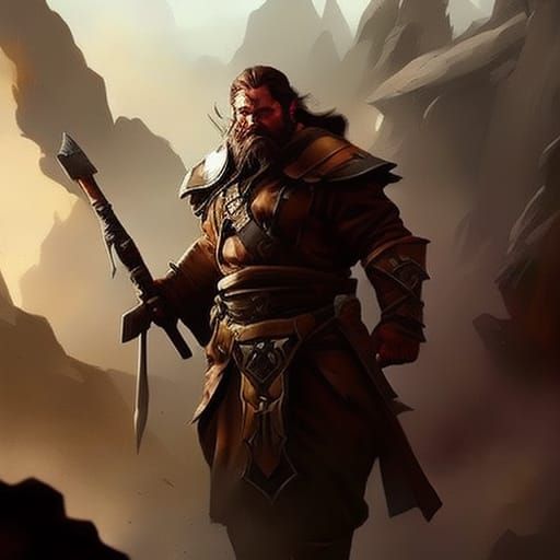 Dwarf Exiting Mine: Detailed Digital Matte Painting