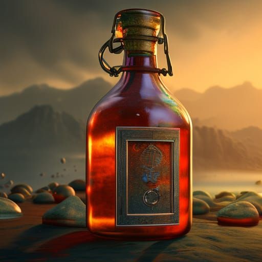 Healing Potion in Glass Bottle: Detailed Matte Painting