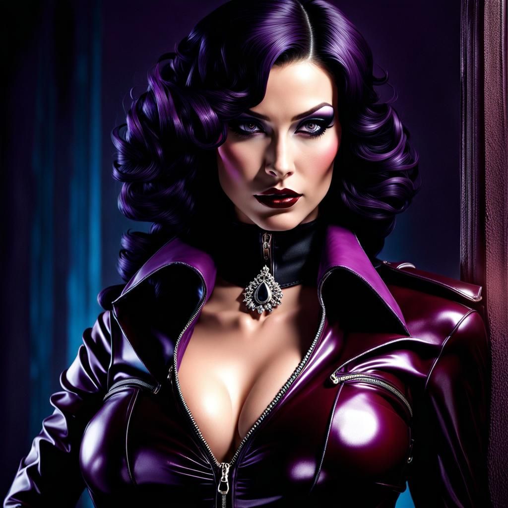 Demanding Model in Latex Uniform, Gothic Art Style