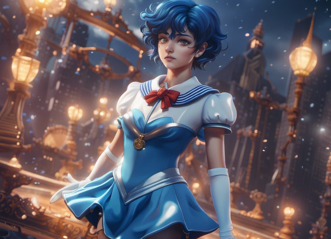 Sailor Mercury Detailed Matte Painting in 8k