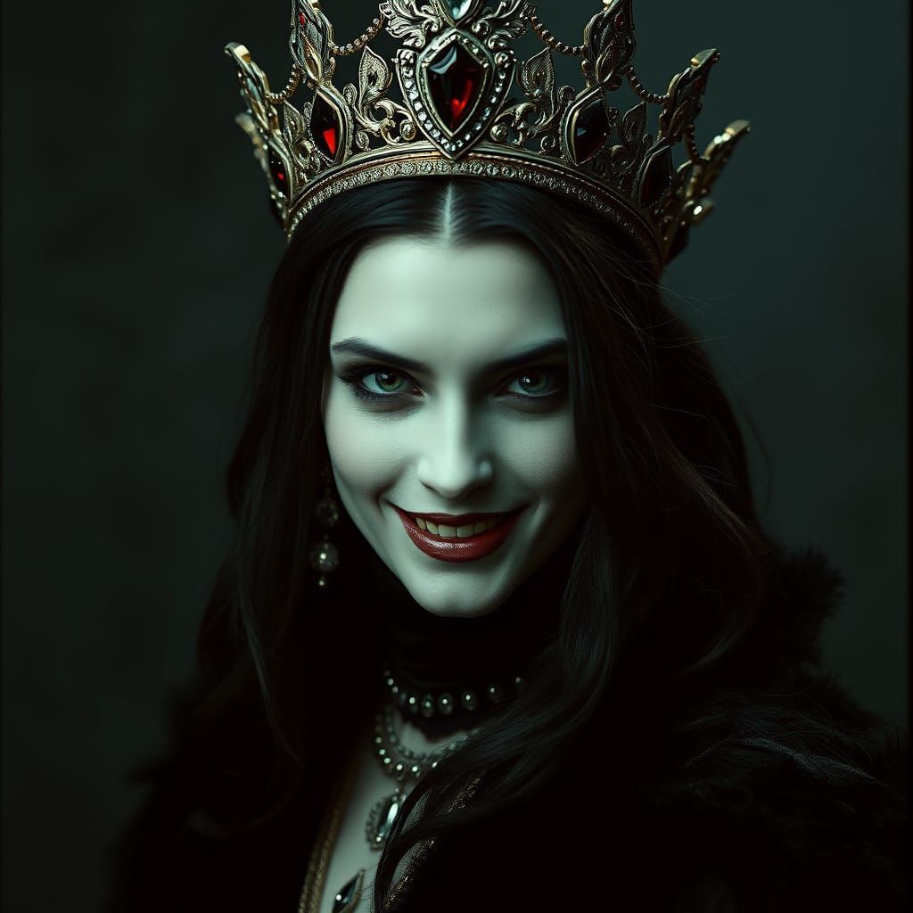 Vampire Queen Reigns Supreme in Dark, Cinematic Elegance