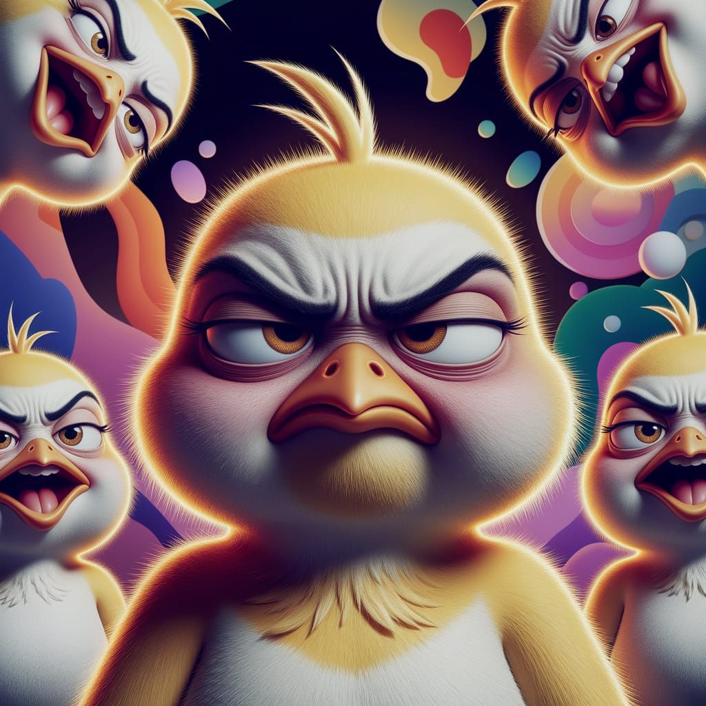 Grumpy Chick Illustration in Whimsical Style