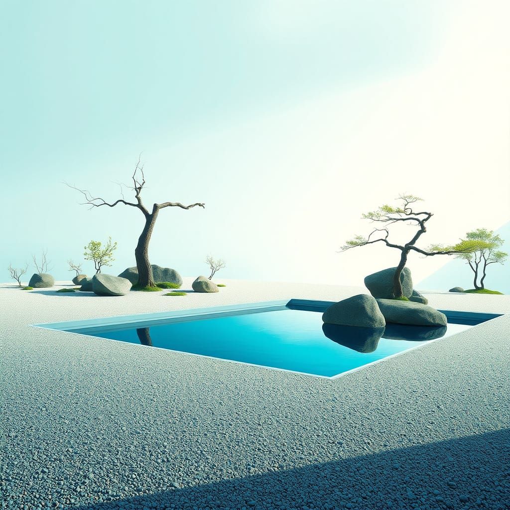 Zen Garden in Color Field Abstract Style
