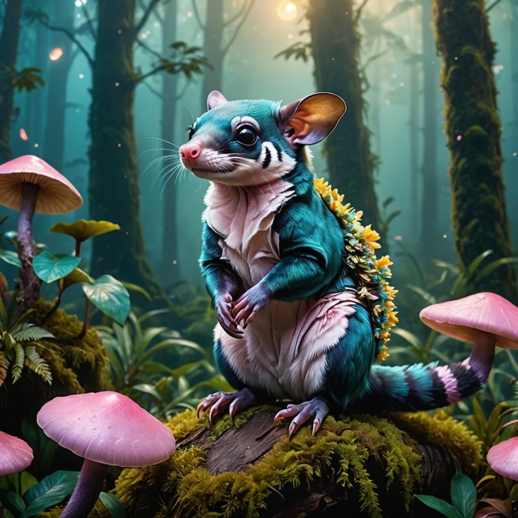 Hybrid Platypus Sugar Glider in Misty Forest