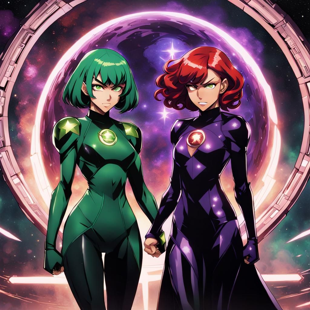 Tatsumaki and Starfire: Epic Cinematic Film Still