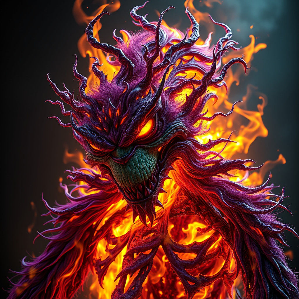 Fiery Dark Fantasy Grinch Concept Art