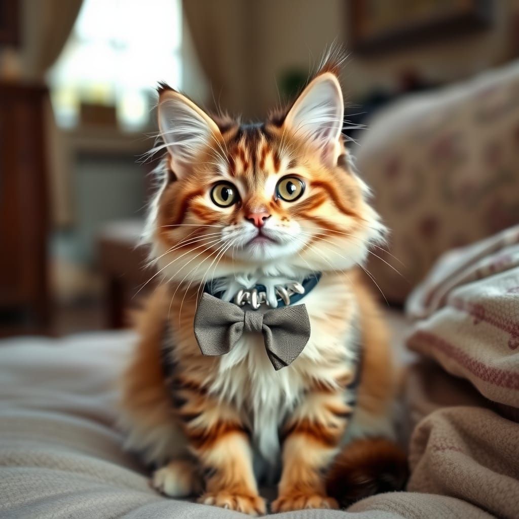 Preppy Ragdoll Cat in Cozy Realistic Setting