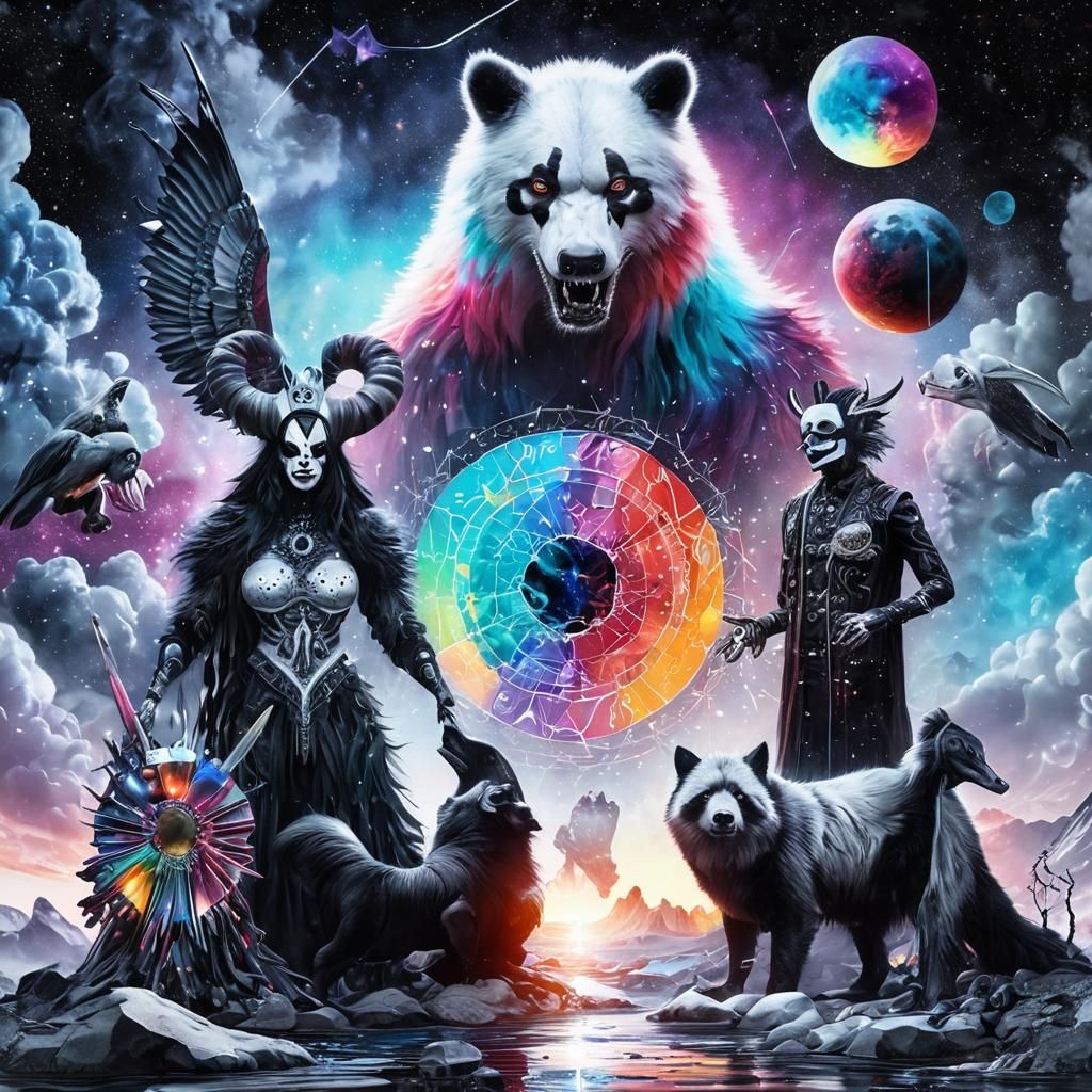 Surreal Space Clowns Terraform Asteroid in Dreamlike Waterco...