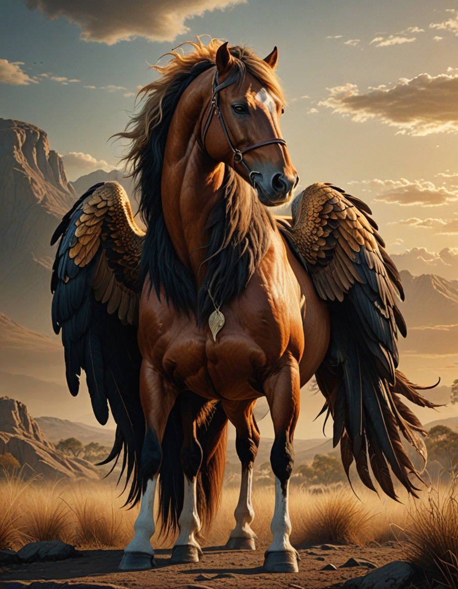 Hyper realistic hybrid animal: A horse body, lion tail, and ...