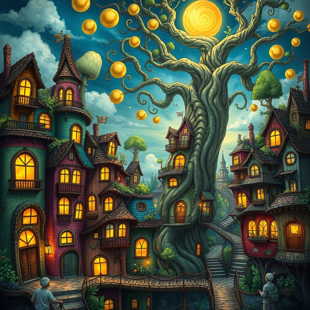 Dreamlike City of Whimsical Architecture