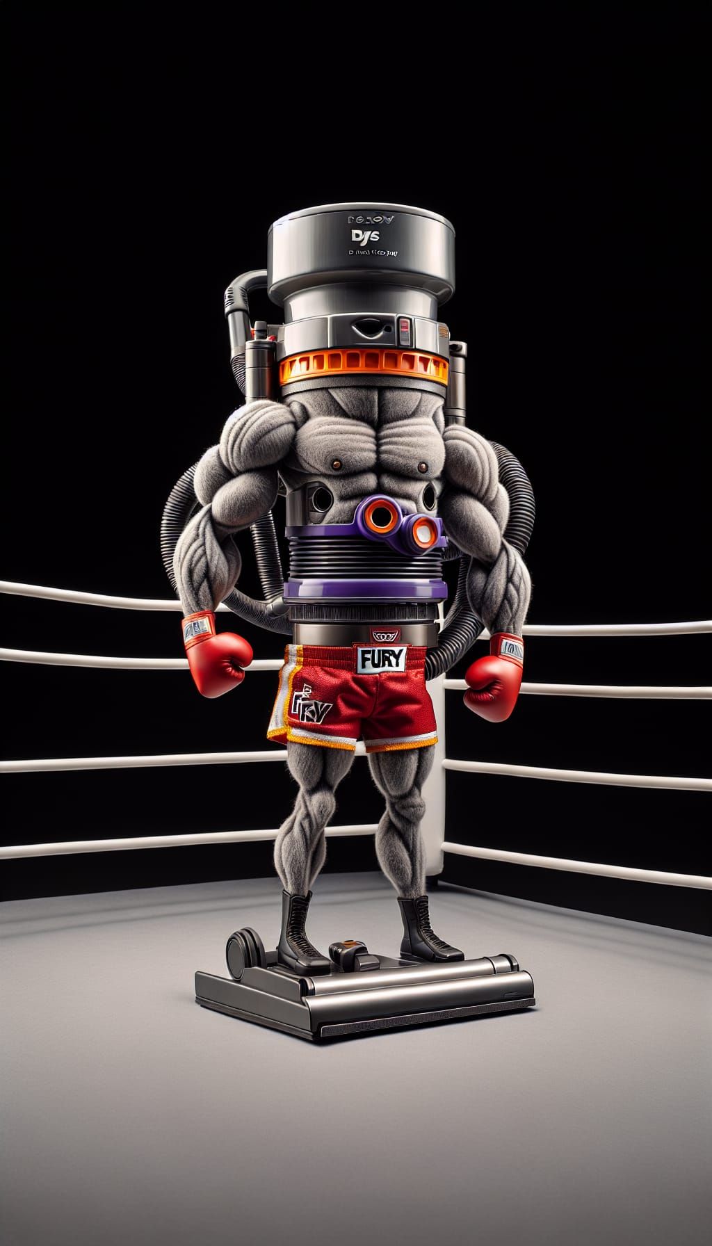 Anthropomorphic Dyson Vacuum Cleaner Boxer in Ring