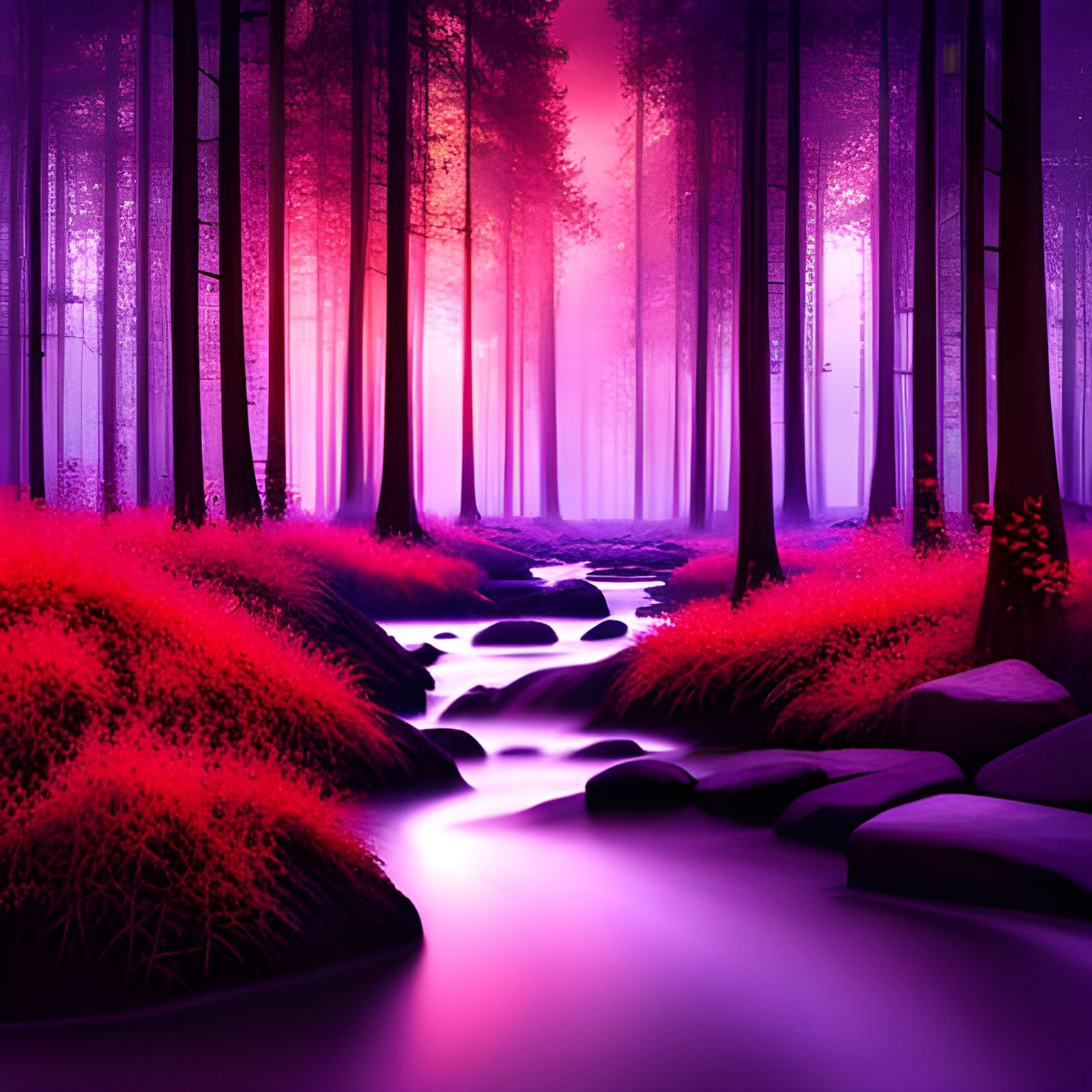 Enchanted Forest at Twilight with Fireflies