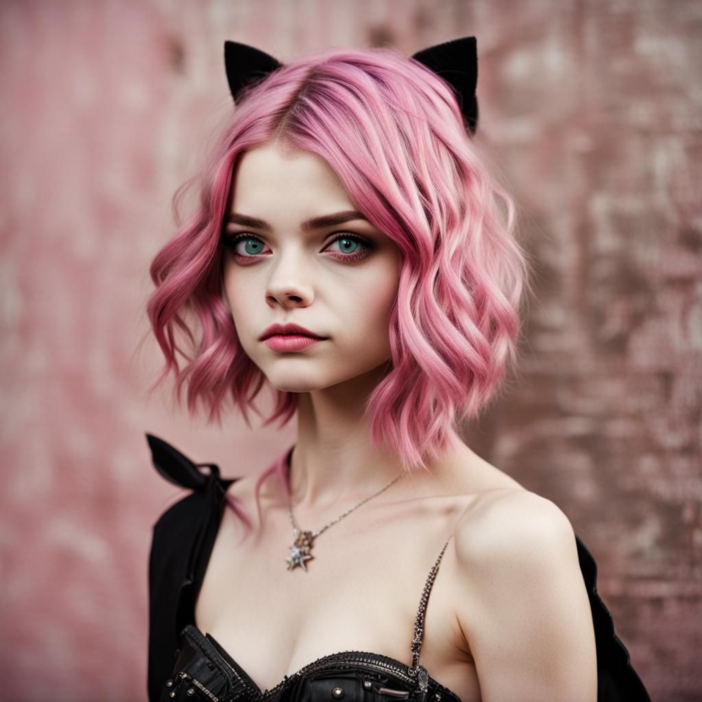 India Eisley as Catwoman with Pink Hair