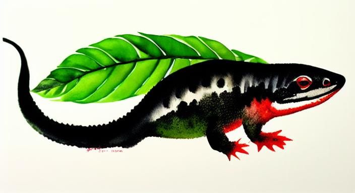 Horned Crocodile Skink in Watercolor Style