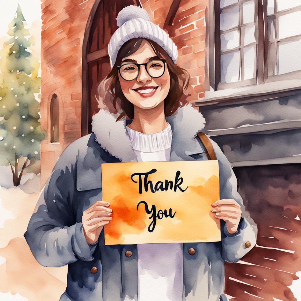 Nonbinary Person Holding Thank You Sign