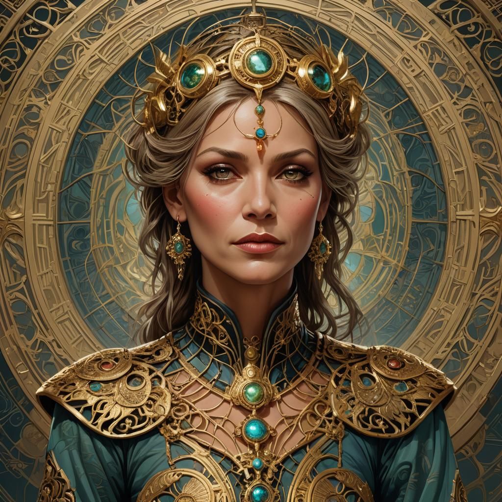 Arachnid Socialite Portrait in Alphonse Mucha Style