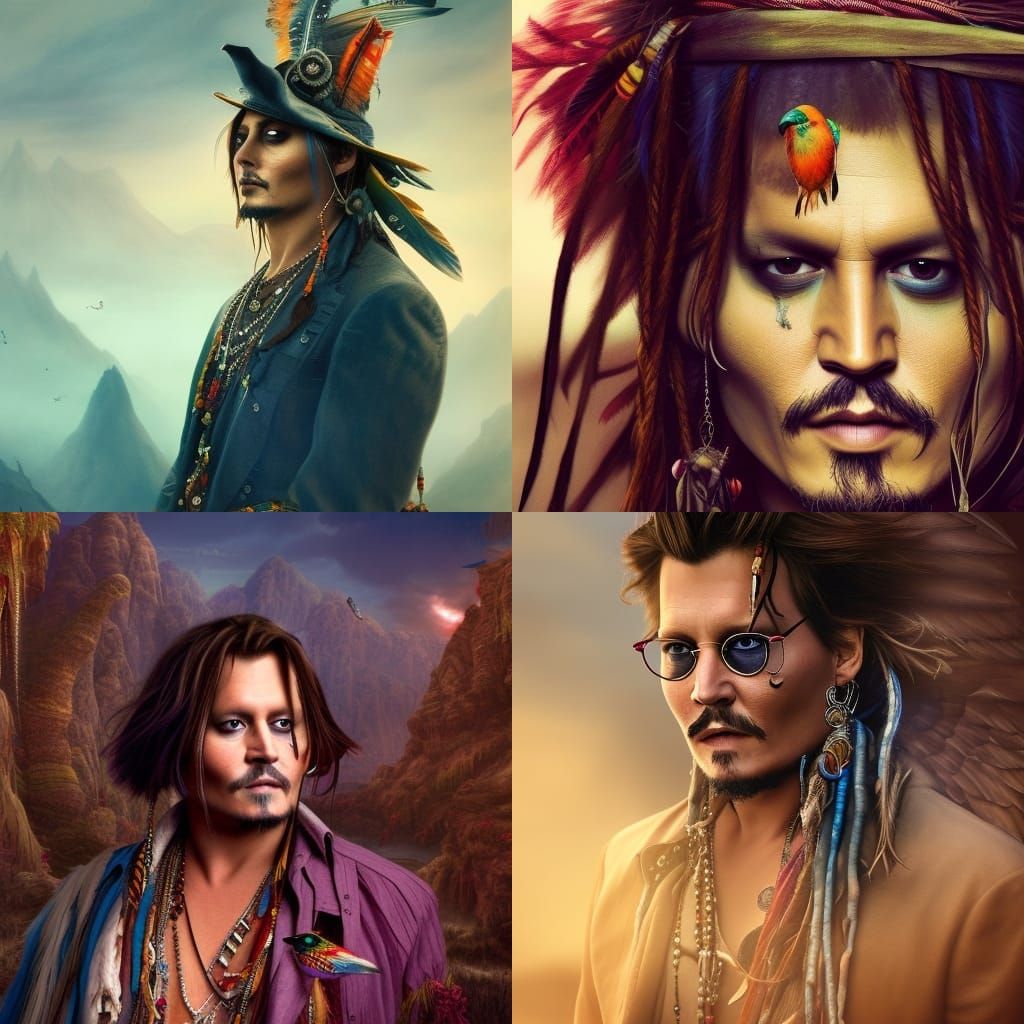 Johnny Depp Lovebird Heart: Detailed Matte Painting
