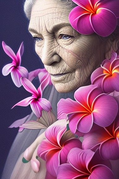 beautiful old woman of plumeria,