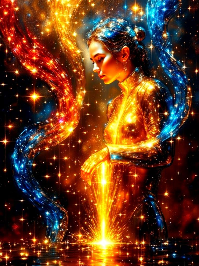 Oil painting of a beautiful woman