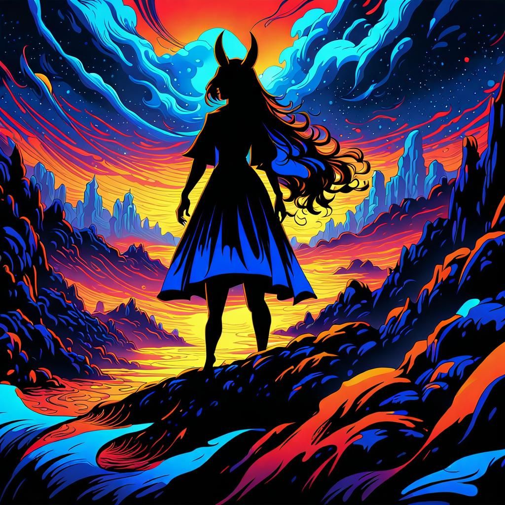 Anime Girl with Long Ears in Fantasy Landscape