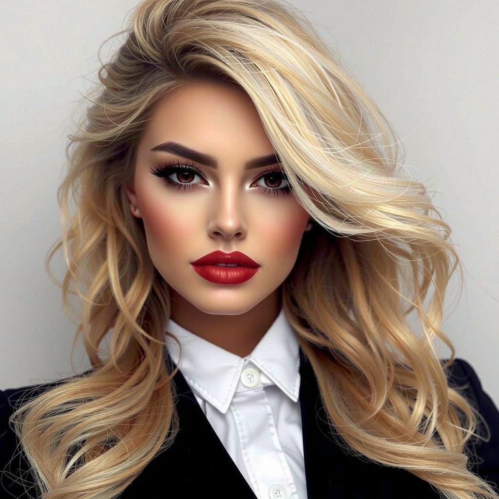 Enchanting Blonde in Suit with Magical Aura