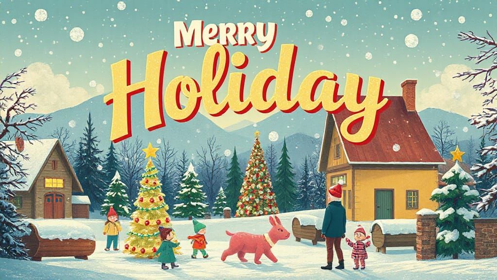 Festive Holiday Movie Poster in 1950s Retro Style