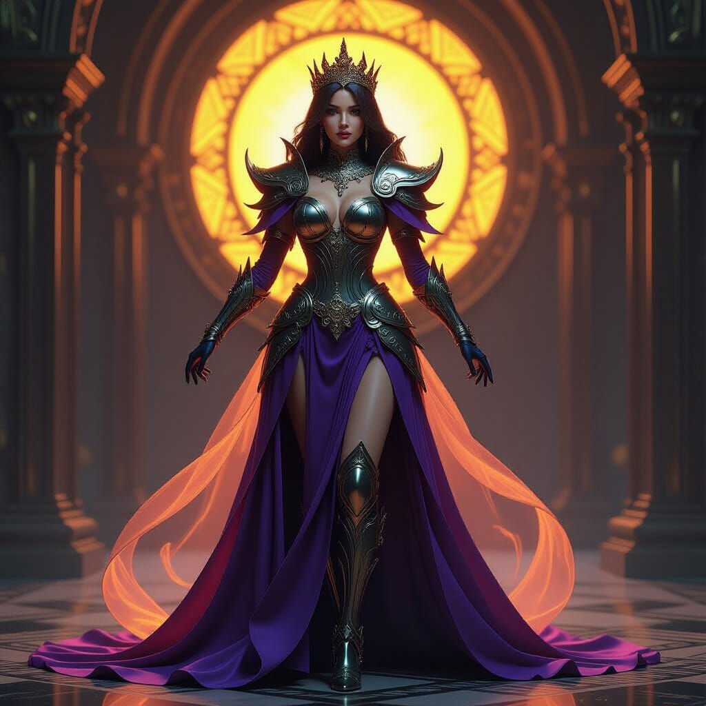 Fantasy Queen in Glass Armor, Dark Fantasy Concept Art