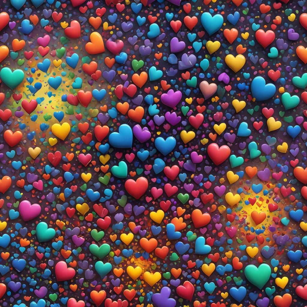 Rainbow Hearts in Detailed Matte Painting