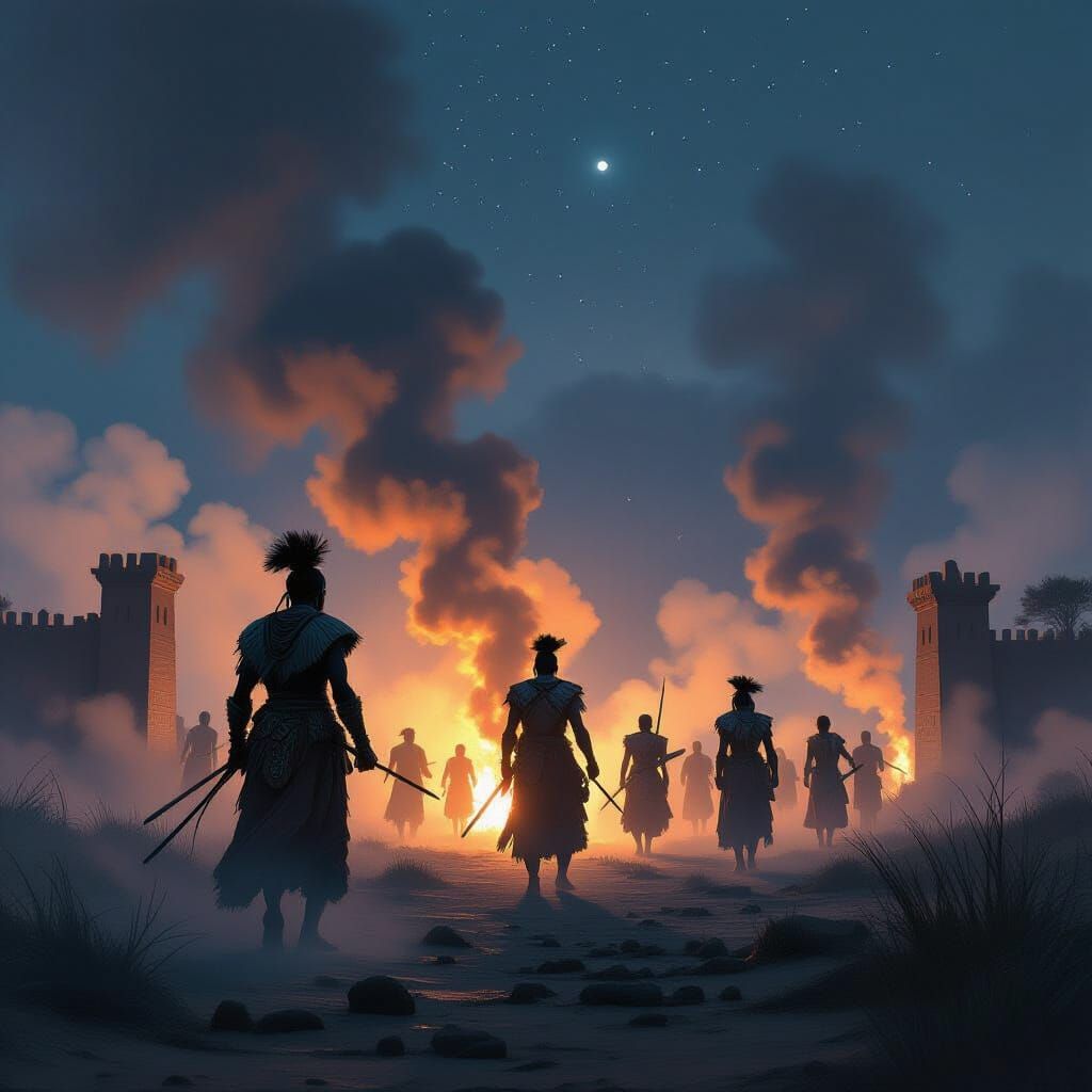 African Warriors Clash at Midnight Gate