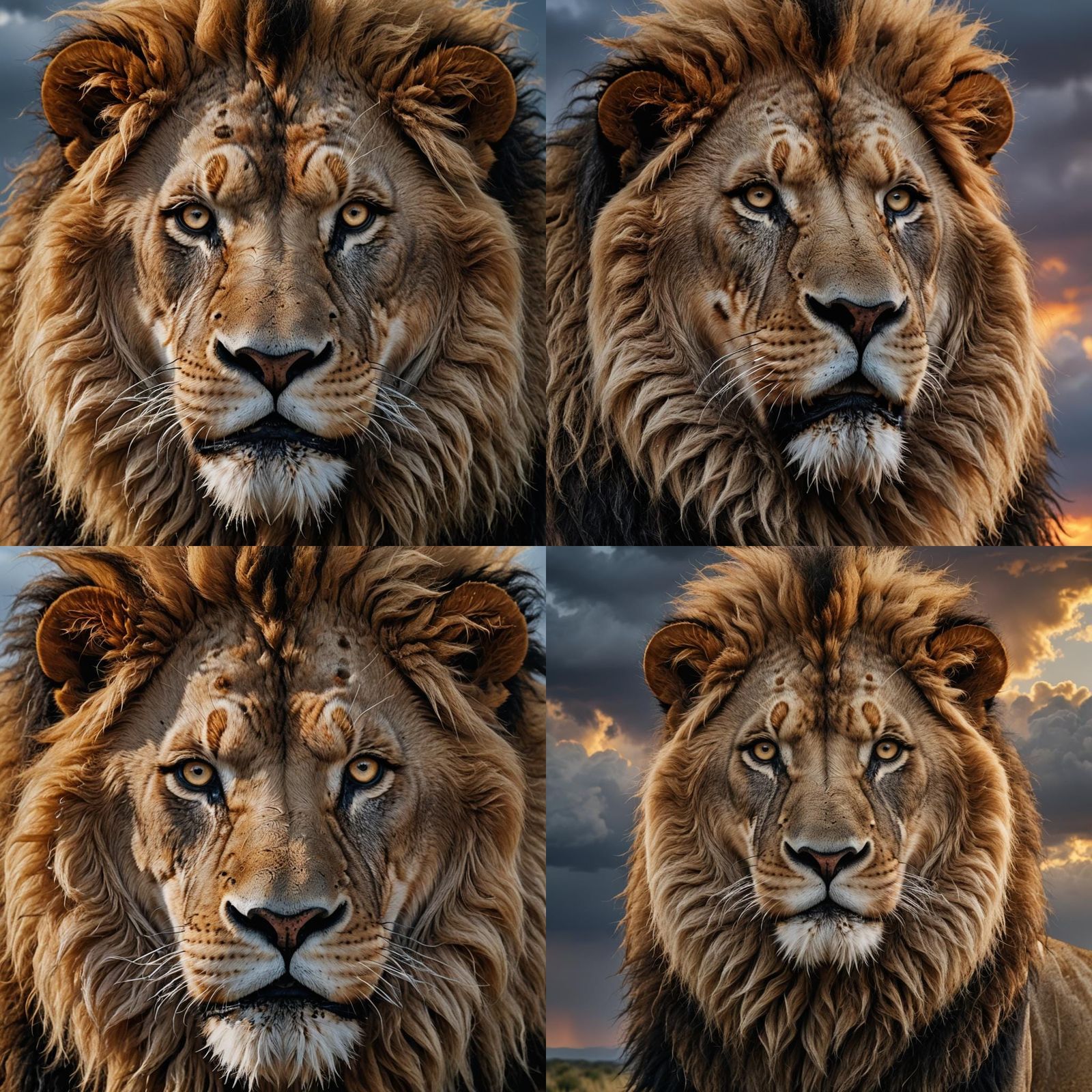 Majestic Lion Cloud Portrait at Thunderous Dawn