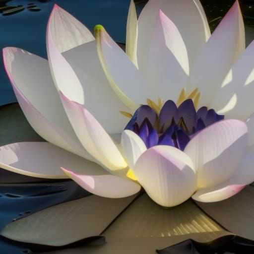 Blue and Gold Lotus Flower at Starry Night
