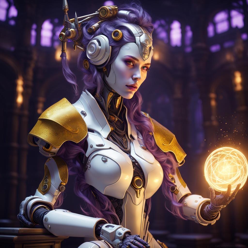 Robotic Warforged Wizard with Porcelain Doll Face