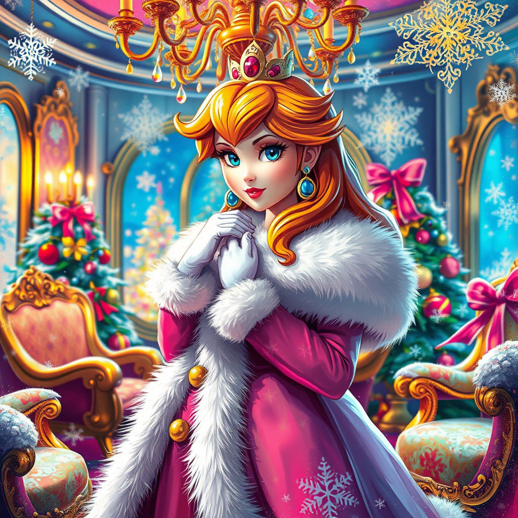 Princess Peach in Christmas Wonderland, Graffiti Art Style