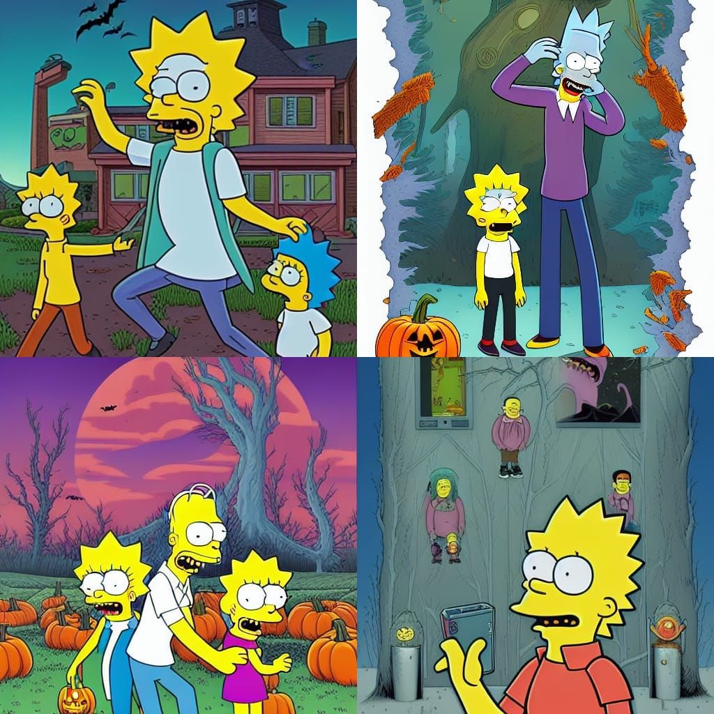 Simpsons and Rick & Morty Halloween Art