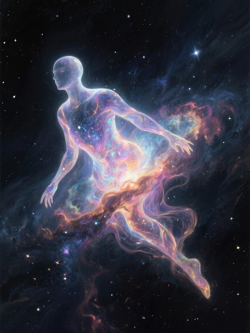 Nebula Celestial Being Drifts Through Cosmic Void