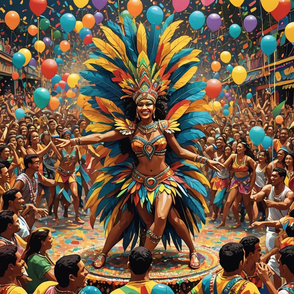 Vibrant Carnival Float in Bold Pop Art Style