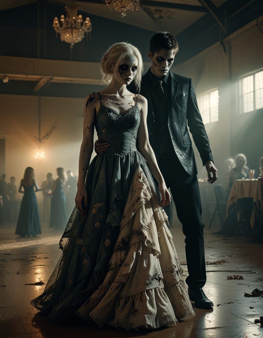 Zombie Prom Night in Eerily Lit Gymnasium