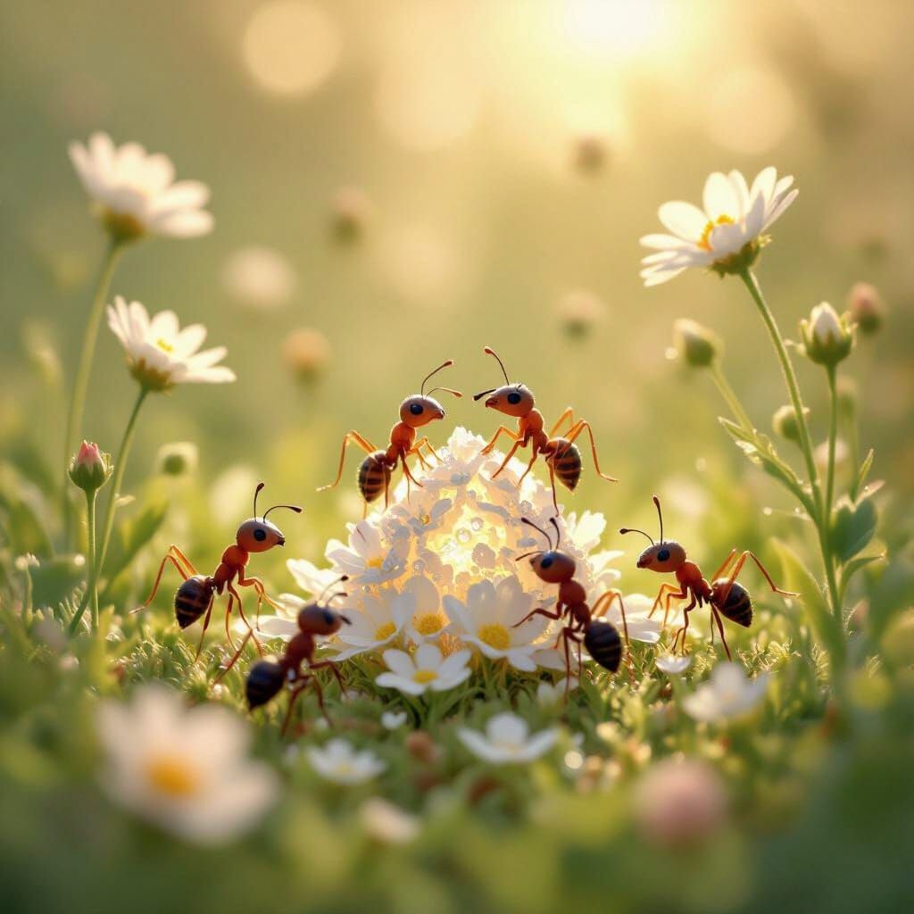 Ants Construct Sugar Sculpture in Dreamy Meadow