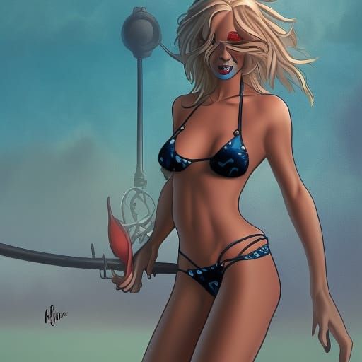 One-Eyed Monster Girl in Comic Book Style