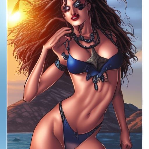 One-Eyed Monster Girl in Bikini: Comic Book Art