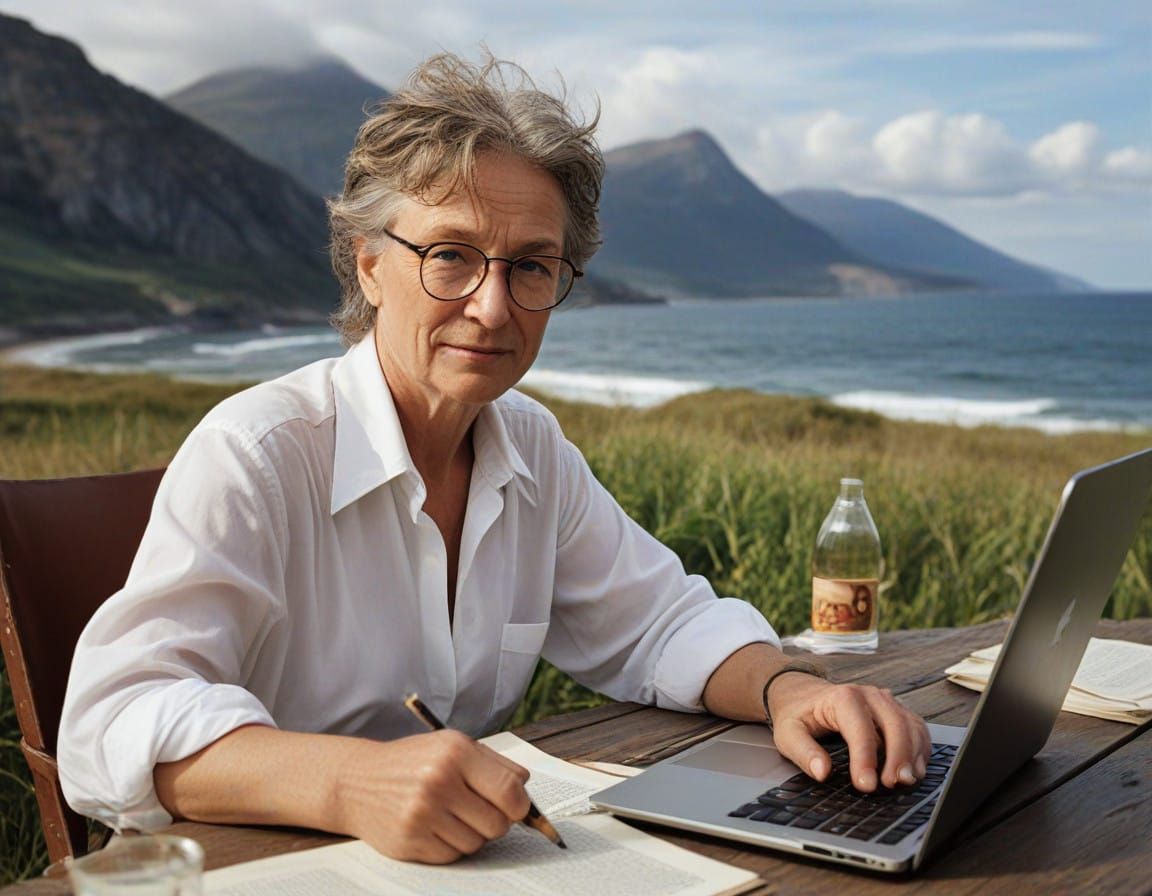 Productive Author Surrounded by Nature's Serenity