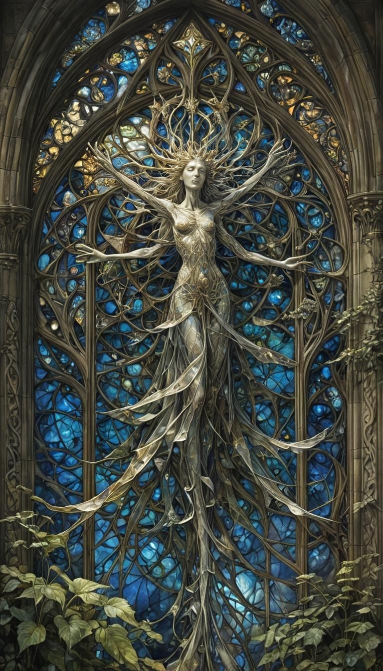 Stained Glass Fractal Inspired by Fantasy Illustration