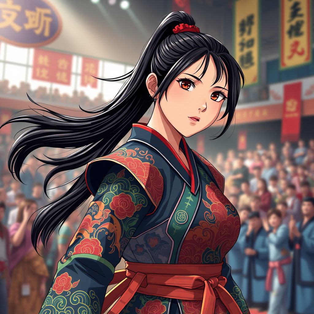 Taiwanese Girl Fighter in Manga Anime Style