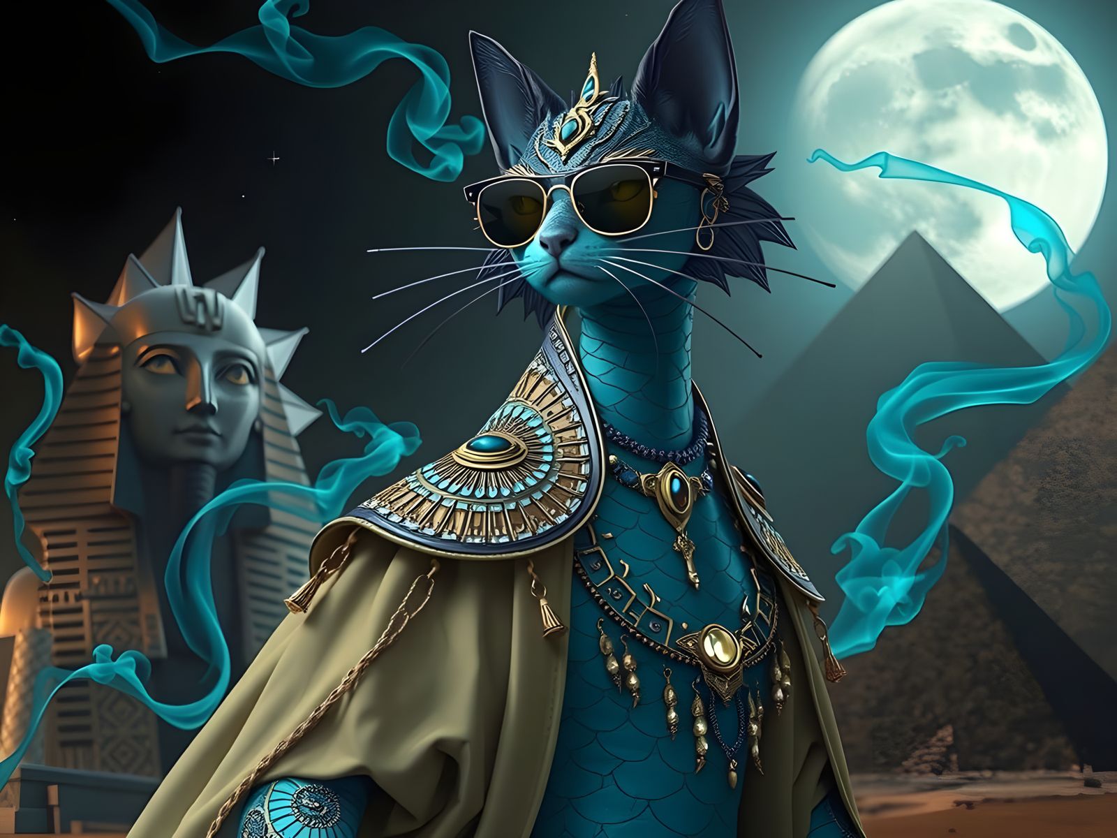 Majestic Dragon Cat of Ancient Egypt