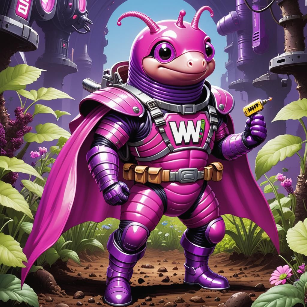 Cyberpunk Worm Superhero Comic Art