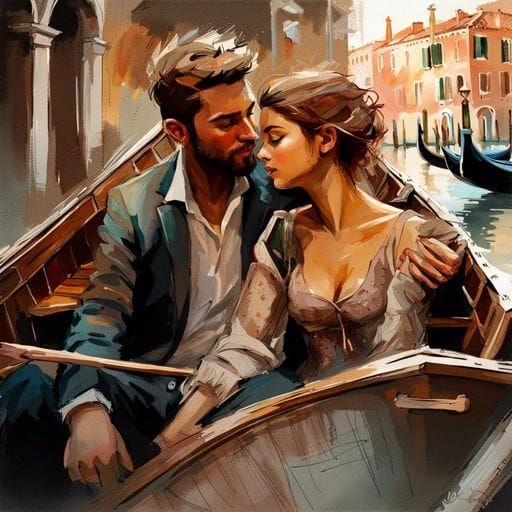 Romantic Gondola Ride in Venice: Expressive Character Design