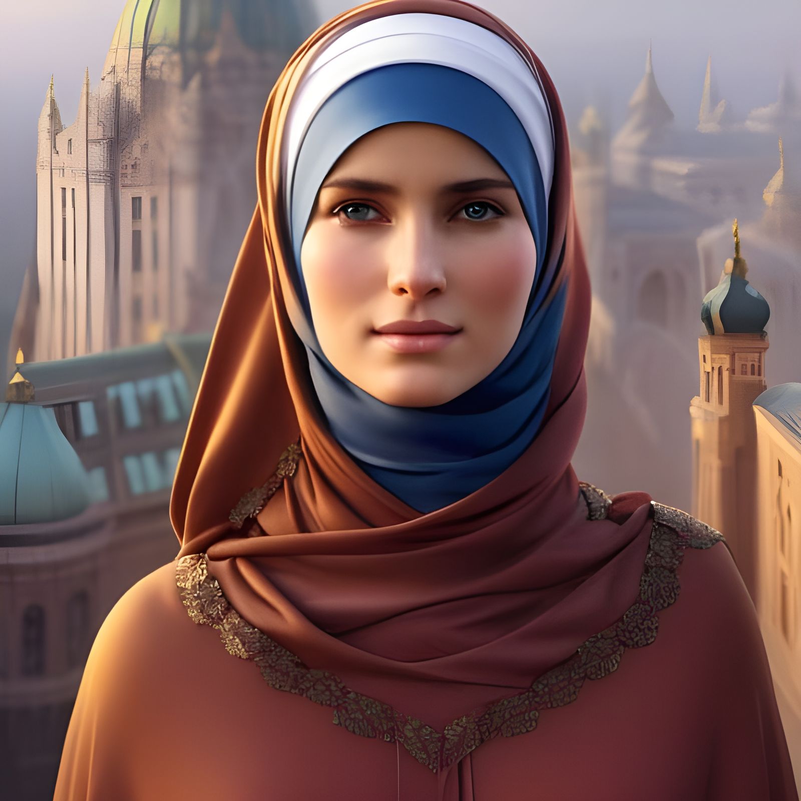 Modest Woman Portrait in Hyperdetailed Style