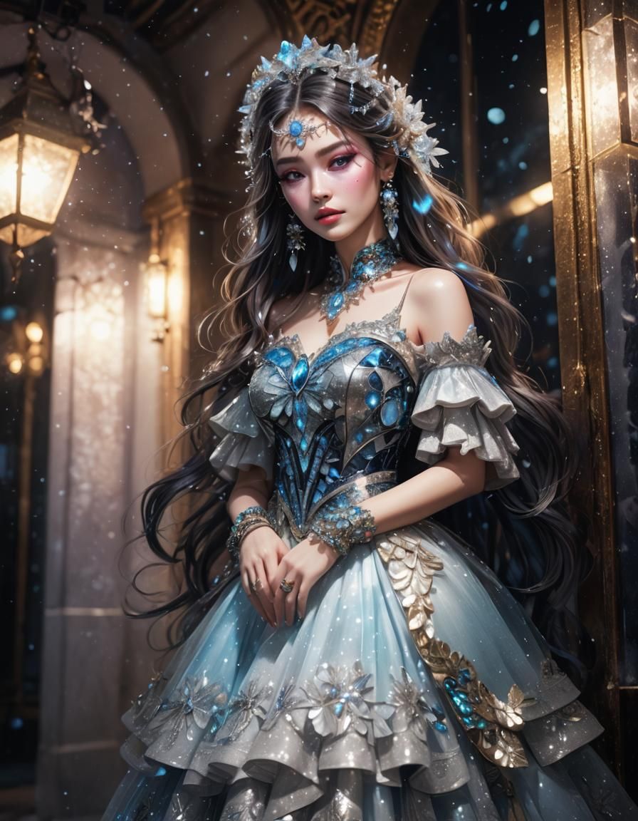 Beautiful Woman in Cyberpunk Style with Bioluminescent Eyes