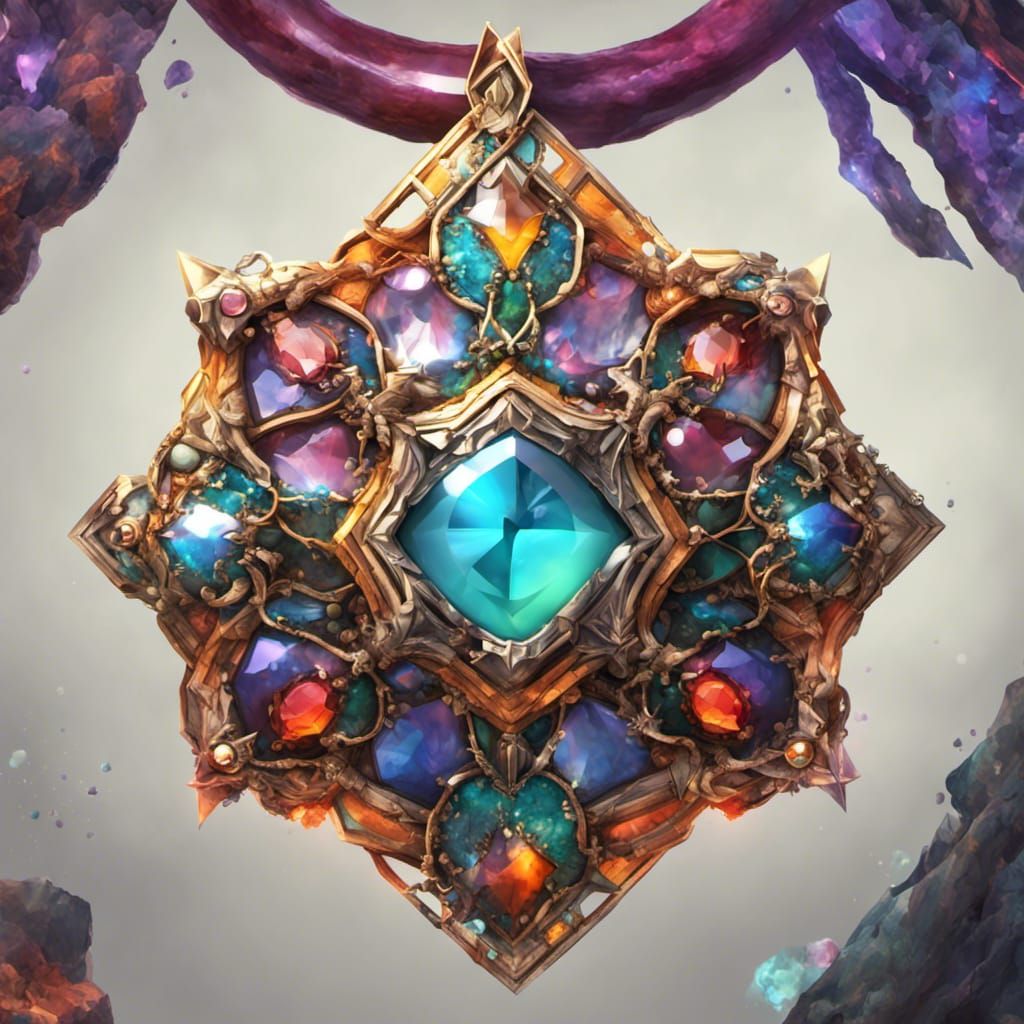 Gemstone Pendant on Sorceress, Digital Art